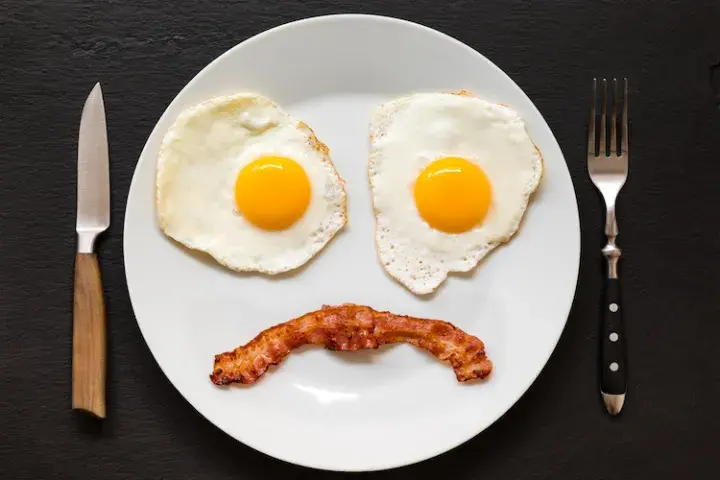 Breakfast shaped like a frowning face