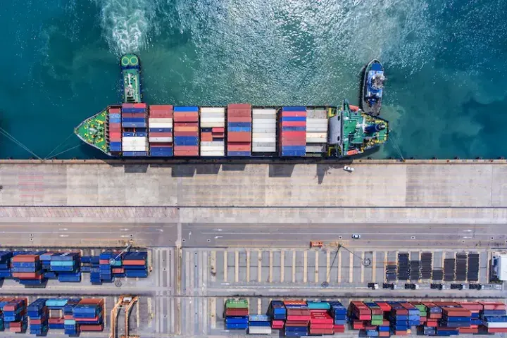 Shipping boat in the ocean