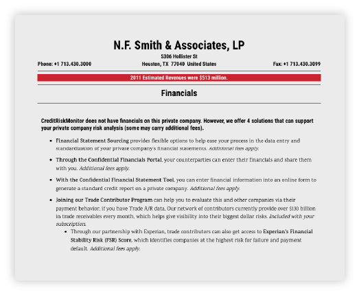 Private company risk analysis
